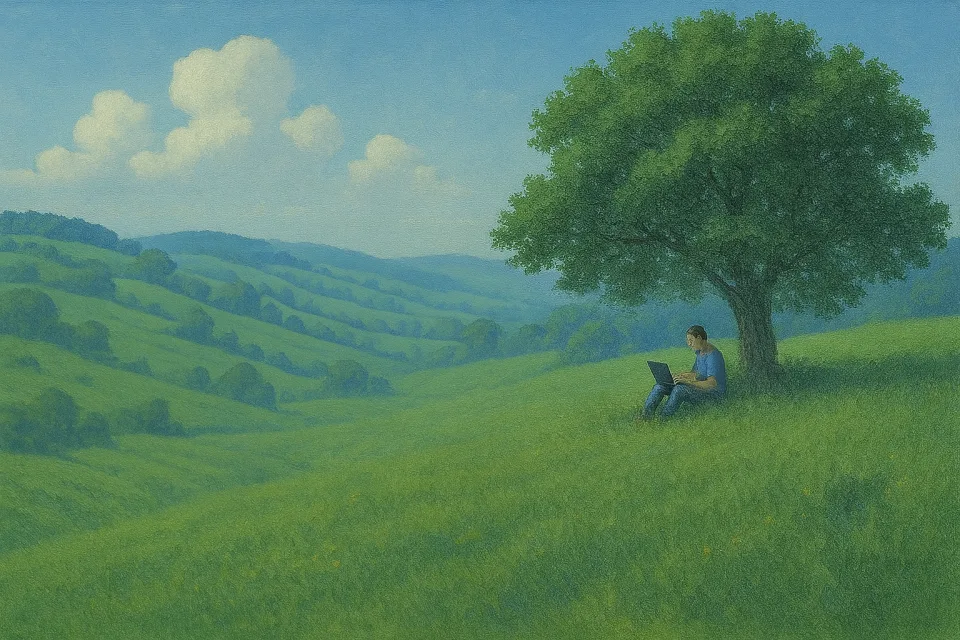 Abstract representation of gears and connections on a blue background, symbolizing custom solutions.