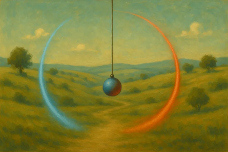 Political pendulum visualization showing ideological trajectory of U.S. legislation over time.